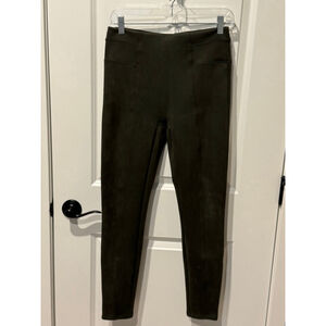 Women's SPANX Olive Green Faux Microsuede Seamed Leggings M